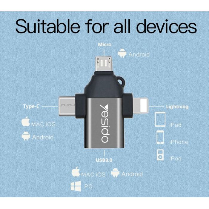 محول OTG 3 في 1 – موصل USB وType-C وMicro USB لجميع الأجهزة