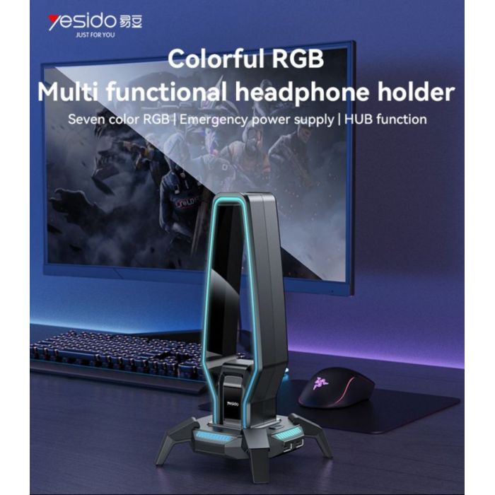 RGB Multifunctional Headphone Holder – Gaming & Desk Accessory