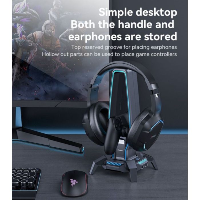 RGB Multifunctional Headphone Holder – Gaming & Desk Accessory