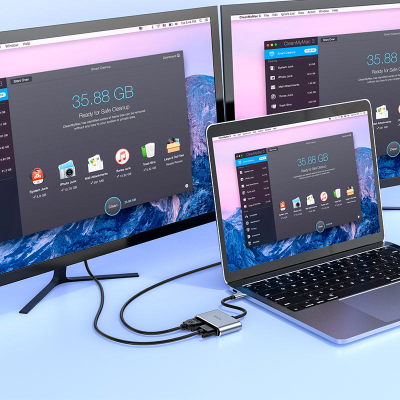 محول هوكو HB30 متعدد الاستخدامات © | موزع USB-C 5 في 1 | HDMI، USB 3.0، SD، وMicroSD | لأجهزة الكمبيوتر المحمولة والأجهزة اللوحية | المملكة العربية السعودية