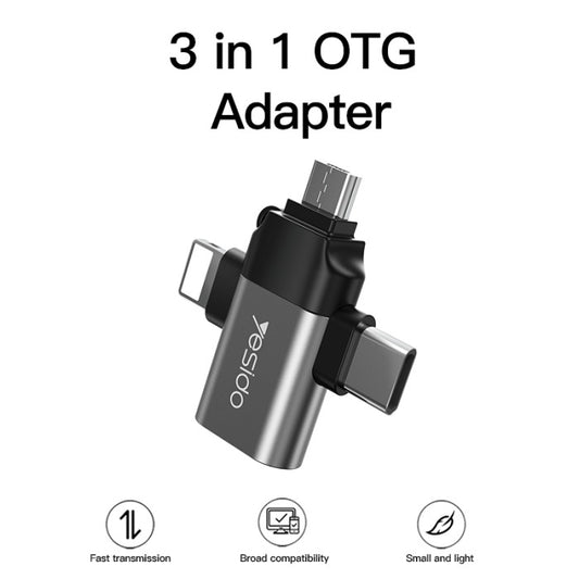 محول OTG 3 في 1 – موصل USB وType-C وMicro USB لجميع الأجهزة